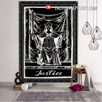 Justice IV Black and White Bohemian Witchcraft Tarot Wall Hanging Tapestry