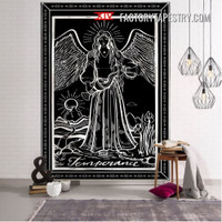 Temperance III Black and White Bohemian Witchcraft Tarot Wall Hanging Tapestry