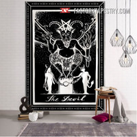 The Devil IV Black and White Bohemian Witchcraft Tarot Wall Hanging Tapestry