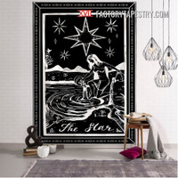 The Star IV Black and White Bohemian Witchcraft Tarot Wall Hanging Tapestry