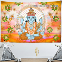 Lord Vishnu I Indian God Mandala Background Spiritual Modern Wall Hanging Tapestry for Living Room Decoration