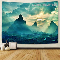 Mountain City Nature Landscape Modern Wall Art Tapestry for Living Room Decoration