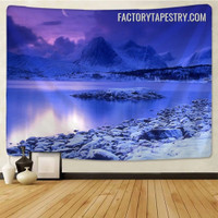 Snowy Mountain Lake Nature Landscape Modern Wall Decor Tapestry for Home Decoration