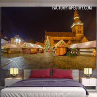 Christmas City Lights Landscape Occasion Modern Wall Hanging Tapestry for Home Décor