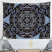 Classic Mandala Pattern Mediterranean and Moroccan Style Bohemian Hippie Wall Hanging Tapestry for Home Decoration