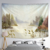 Rural Scenery Watercolor Landscape Modern Wall Hanging Tapestry for Bedroom Dorm Home Decoration