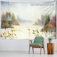 Rural Scenery Watercolor Landscape Modern Wall Art Tapestry for Bedroom Dorm Home Decoration