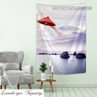 Flying Umbrella Nature Landscape Modern Wall Hanging Tapestry for Room Decoration