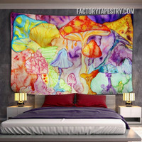 Dapple Mushrooms Dreamy Illustration Hippie Wall Hanging Tapestry for Room Decoration