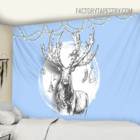 Sketchy Reindeer Animal Christmas Occasion Wall Hanging Tapestry for Bedroom Decoration