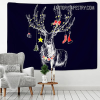 Reindeer With Ornaments Animal Christmas Occasion Wall Hanging Tapestry for Room Decoration