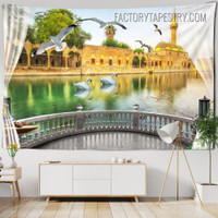 Lakeside Window Nature Landscape Modern Wall Hanging Tapestry for Home Decoration