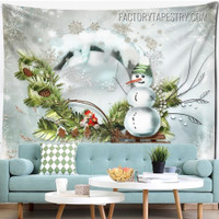 Cute Snowman Christmas Occasion Modern Wall Art Tapestry for Bedroom Decoration