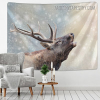 Roaring Stag Animal Christmas Modern Wall Hanging Tapestry for Bedroom Decoration