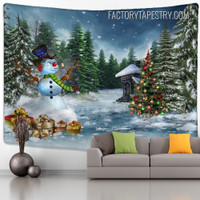 Winter Forest Christmas Nature Landscape Modern Wall Art Tapestry for Living Room Decoration