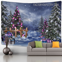 Snow Landscape Winter Season Modern Wall Art Tapestry for Bedroom Decoration