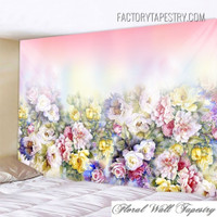 Colorful Flowers Modern Floral Wall Art Tapestry for Living Room Decoration