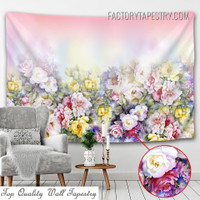 Colorful Flowers Modern Floral Wall Decor Tapestry for Bedroom Decoration