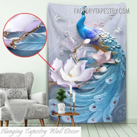 3D Peacock Abstract Bird Illustration Modern Wall Hanging Tapestry for Home Decoration