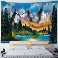 Nice Painting Abstract Landscape Retro Wall Hanging Tapestry for Room Decoration