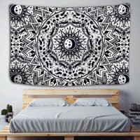 Sacred Geometry Mandala Black and White Bohemian Wall Hanging Tapestry for Home Decoration