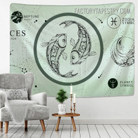 Pisces Astrology Zodiac Witchcraft Bohemian Wall Art Tapestry for Living Room Decoration