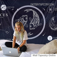 Pisces Astrology Zodiac Bohemian Wall Hanging Tapestry for Home Decoration