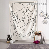 Hippie Kiss IV Boho Creative Line Draw Bohemian Wall Art Tapestry