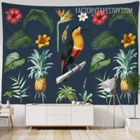 Macaw Foliage Illustration Botanical Leaves Vintage Wall Decor Tapestry for Living Room Decoration