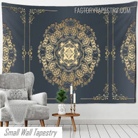 Golden Floral Mandala Tapestry Boho Mandala Tapestry Wall Art for Bedroom Decoration