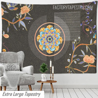 Beautiful Flower Pattern Japanese Style Mural Retro Wall Hanging Tapestry for Living Room Decoration