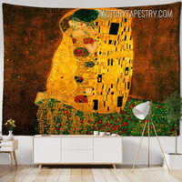 The Kiss Gustav Klimt Art Nouveau Modern Reproduction Artwork Vintage Wall Hanging Tapestry for Room Decoration