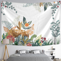 Tropical Plants Leaves Botanical Nursery Mural Retro Wall Hanging Tapestry for Home Decoration