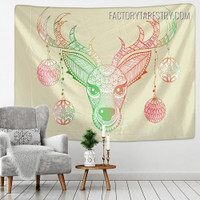 Reindeer Face Animal Christmas Vector Modern Wall Hanging Tapestry for Room Decoration