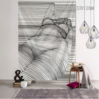 Naked Young Girl Nude Boho Creative Line Draw Bohemian Wall Art Tapestry