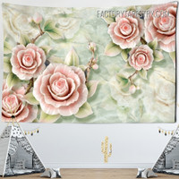 Pink Roses Flowers 3D Wall Mural Floral Modern Wall Hanging Tapestry for Room Decoration