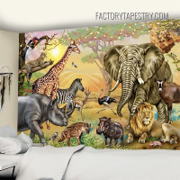 African Savanna Animals Landscape Modern Wall Art Tapestry for Living Room Decoration