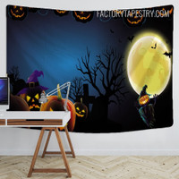 Spooky Pumpkins Fantasy Halloween Backdrop Modern Tapestry Wall Hanging for Party Decoration