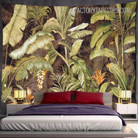 Tropical Rainforest Botanical Landscape Retro Wall Art Tapestry for Living Room Decoration