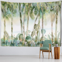 Palm Tree Forest Landscape Retro Wall Hanging Tapestry for Bedroom Décor