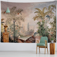 Tropical Landscape Botanical Mural Retro Wall Art Tapestry for Living Room Decoration