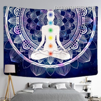 Meditation Pose II Spiritual Psychedelic Tapestry Art