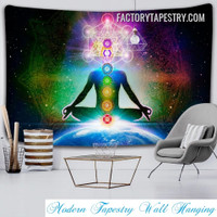 Meditation 7 Chakra Spiritual Psychedelic Wall Tapestry Art