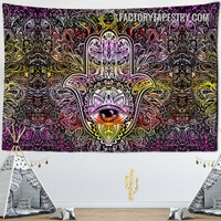 Eye and Lotus I Spiritual Psychedelic Tapestry Art