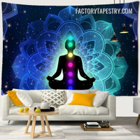 Meditating Human II Spiritual Psychedelic Wall Tapestry Art