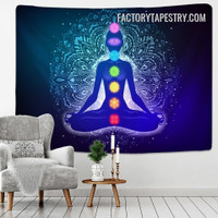 Meditating Woman II Spiritual Psychedelic Wall Hanging Tapestry