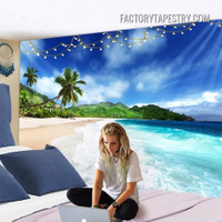 Sunny Beach Modern Nature Landscape Wall Tapestry Art