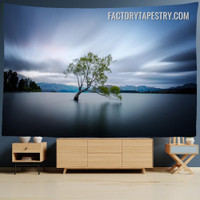 Lonely Tree Modern Nature Landscape Wall Art Tapestry