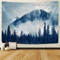 Misty Mountain Modern Nature Landscape Wall Tapestry Art