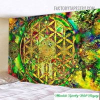 Sacred Geometry IX Spiritual Psychedelic Mandala Wall Hanging Tapestry